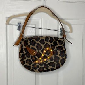 Italian shoulder purse adjustable straps real leather and pony hair